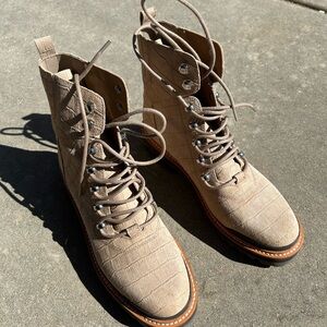 Marc Fisher Izzie Cric Embossed Suede Boots